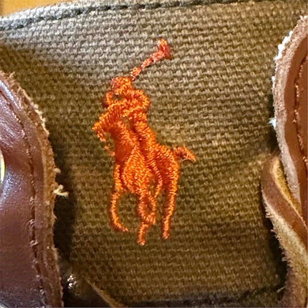 Polo Ralph Lauren Boat Shoes Men's Size 9 Khaki Brown Lace Up Casual